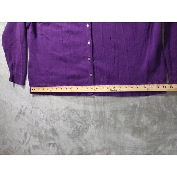 LANDS’ END Purple Cardigan Sweater 100% Pima Cotton Button Front Size 2X 20W-22W - Picture 6 of 9